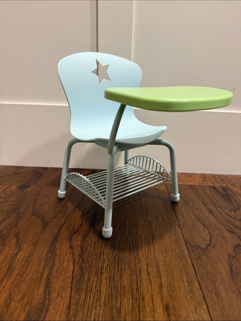 American Girl Light Blue Doll Chair with Green Desk
